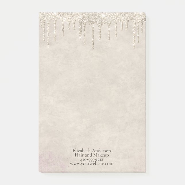 Champagne Dripping Glitter Trendy Glam Stylish Post-it Notes (Front)