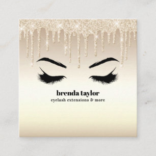 Champagne Dripps Eyelash browbar professional   Square Business Card