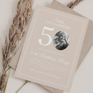 Champagne   Elegant Surprise 50th Birthday Party Invitation