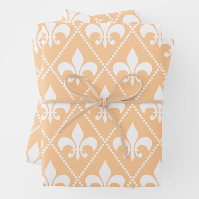 Champagne Fleur de Lis Wrapping Paper Sheet (In situ)