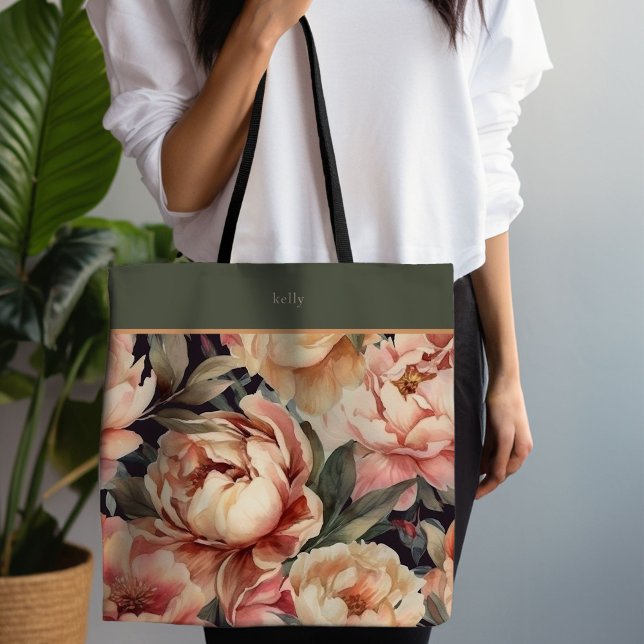 Champagne Floral Tote Bag (Personalized Champagne Floral Tote)