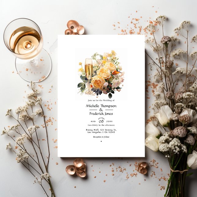 Champagne Floral Wedding Invitation (Creator Uploaded)