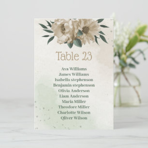 champagne flowers greenery botanical seating chart invitation