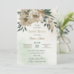champagne flowers greenery bridal shower invitation