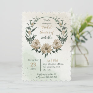 champagne flowers greenery bridal shower invitation