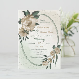 champagne flowers greenery geometric invitation