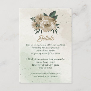 champagne flowers greenery wedding enclosure card