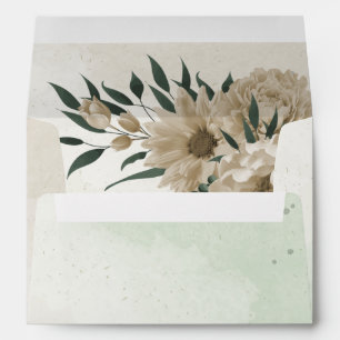 champagne flowers greenery wedding envelope