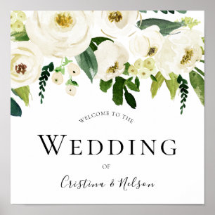 Champagne Flowers Welcome To The Wedding of Sign