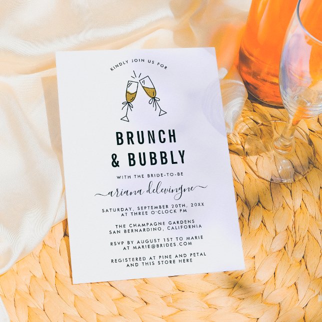 Champagne Flutes Brunch and Bubbly Bridal Shower Invitation (Creator Uploaded)