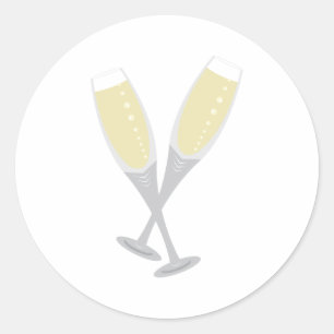 Champagne Flutes Classic Round Sticker