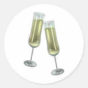 Champagne flutes couple classic round sticker