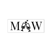 Champagne Flutes Couple Wedding 2 Initial Monogram