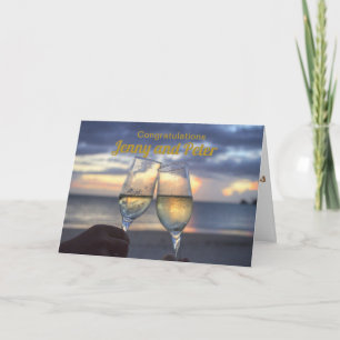 CHAMPAGNE FLUTES CUSTOM WEDDING CONGRATULATIONS CARD