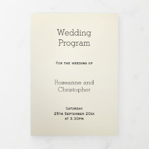 Champagne Flutes Design Champagne Coloured Wedding Tri-Fold Programme