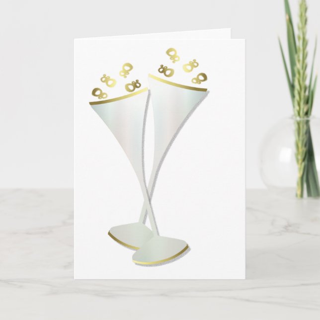 Champagne Flutes in Black and White Card (Front)