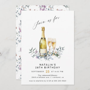 Champagne Garden   Cute Any Age Women's Birthday Invitation