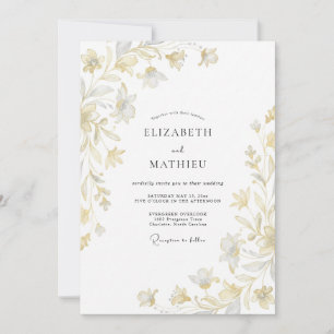 Champagne Gilded Leaf Wedding Invitation