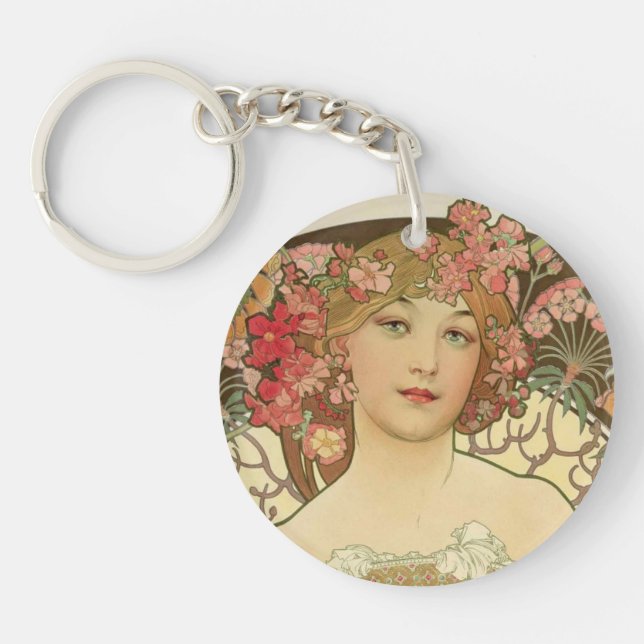 Champagne Girl Alphonse Mucha Key Chain (Front)