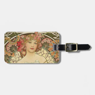 Champagne Girl Alphonse Mucha Luggage Tag