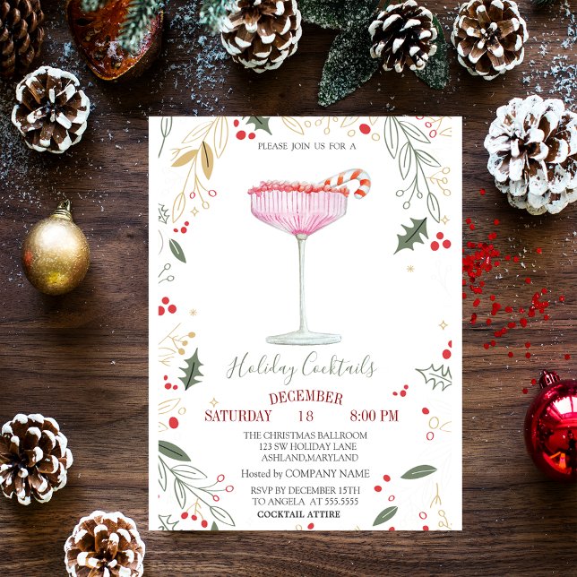 Champagne Glass Branches Company Christmas  Invitation (Creator Uploaded)