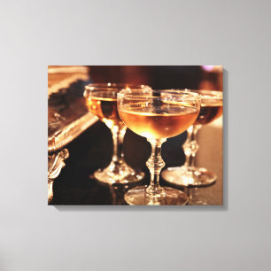 champagne glass golden toast canvas print