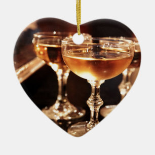 champagne glass golden toast ceramic tree decoration