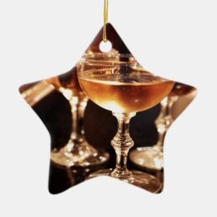 champagne glass golden toast ceramic tree decoration