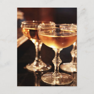 champagne glass golden toast postcard
