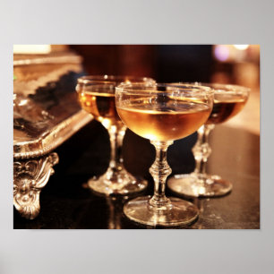 champagne glass golden toast poster