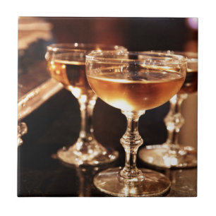 champagne glass golden toast tile