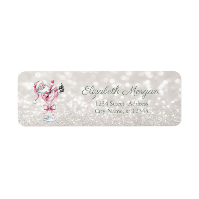 Champagne Glass Pink Santa Glittery Bokeh  (Front)