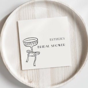 Champagne Glass With Bow Bridal Shower Napkin