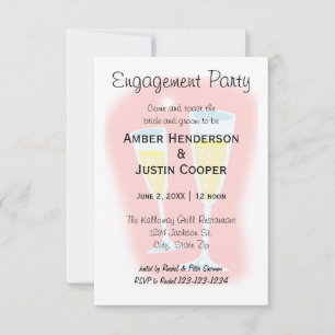 Champagne Glasses - 3x5 Engagement Party Invitation