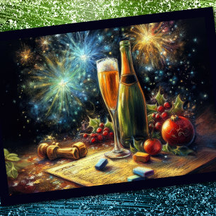 Champagne Glasses and Bucket Holiday Party Invitation