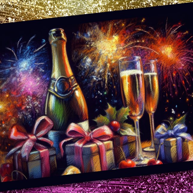 Champagne Glasses and Bucket Holiday Party Invitation (Creator Uploaded)