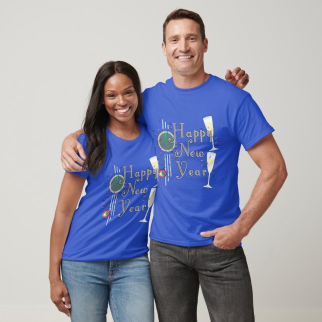 Champagne Glasses and Countdown New Years T-Shirt (Unisex)
