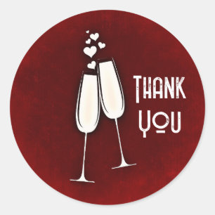Champagne Glasses and Hearts  Classic Round Sticker
