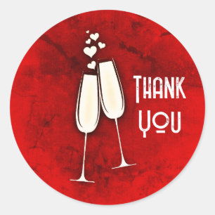 Champagne Glasses and Hearts Classic Round Sticker