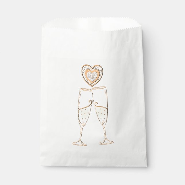 Champagne Glasses and Hearts Favour Bags (Front)