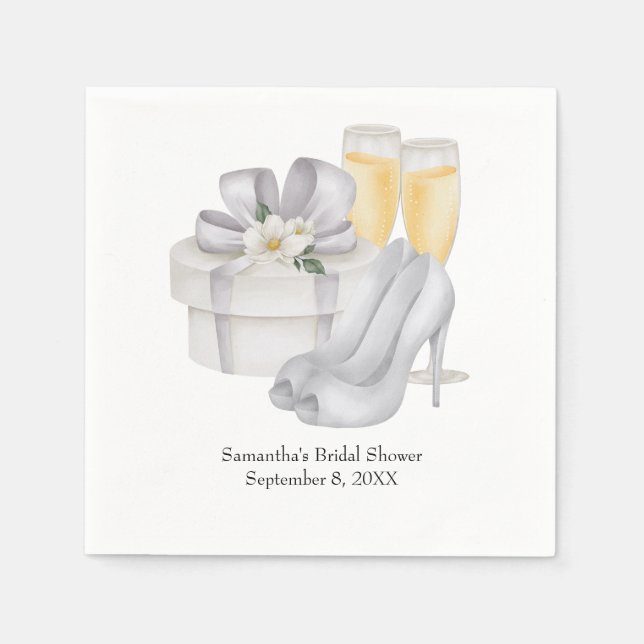 Champagne Glasses Brides Shoes Bridal Shower  Napkin (Front)
