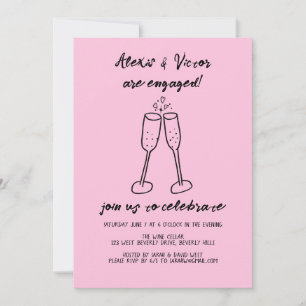 Champagne Glasses Cheers Custom Engagement Party Invitation