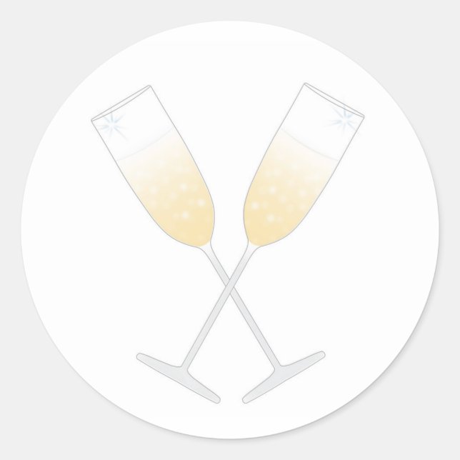Champagne Glasses Classic Round Sticker (Front)