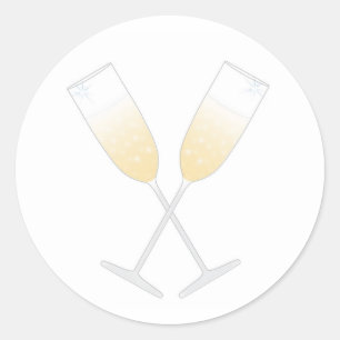 Champagne Glasses Classic Round Sticker