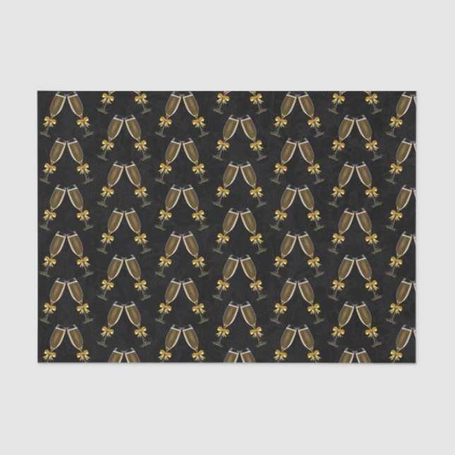 Champagne Glasses Clinking Together Tissue Paper (Front)