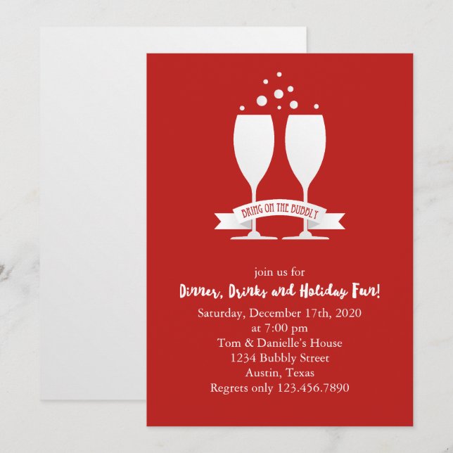 Champagne Glasses Holiday Party Invitation (Front/Back)