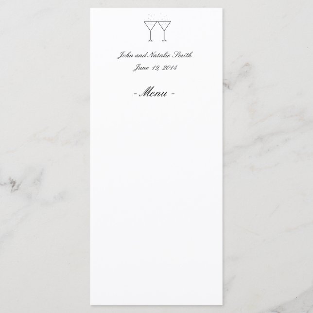 "Champagne Glasses" Menu Cards (Front)
