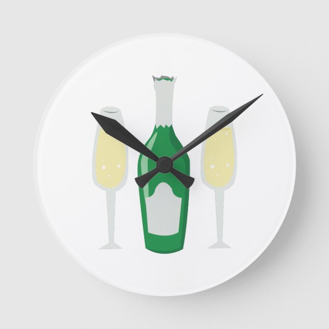 Champagne Glasses Round Clock (Front)