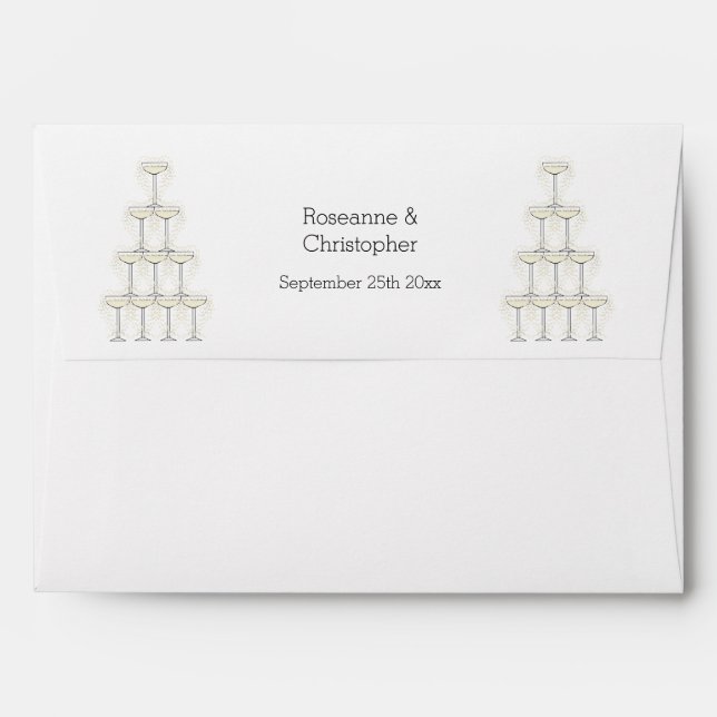 Champagne Glasses Simple Wedding Envelope (Back (Top Flap))