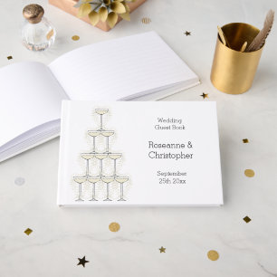 Champagne Glasses Simple Wedding Guest Book